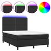 vidaXL Box spring postel s matrac&iacute; a LED čern&aacute; 140x200 cm uměl&aacute; kůže