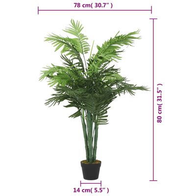 vidaXL Umělá palma 18 listů 80 cm zelená