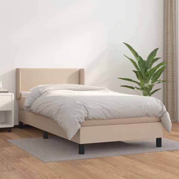vidaXL Box spring postel s matrac&iacute; cappuccino 80 x 200 cm uměl&aacute; kůže