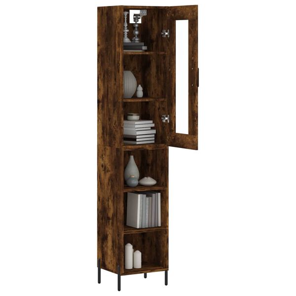 vidaXL Skř&iacute;ň highboard kouřov&yacute; dub 34,5 x 34 x 180 cm kompozitn&iacute; dřevo