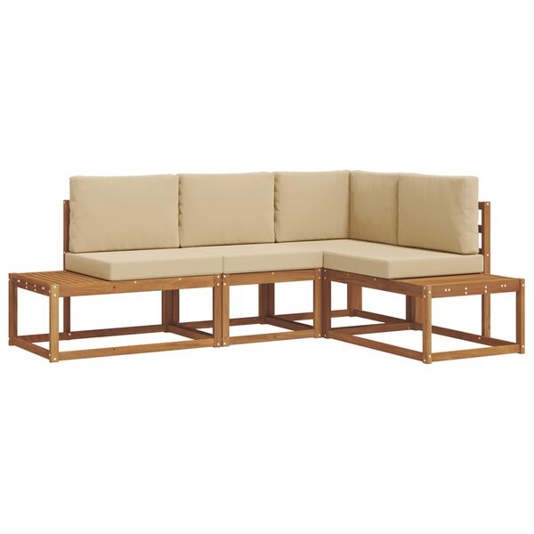 vidaXL Venkovn&iacute; pohovkov&aacute; souprava 4 Kus Přirozen&aacute; a B&eacute;žov&aacute;