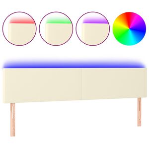 vidaXL Čelo postele s LED kr&eacute;mov&eacute; 160x5x78/88 cm uměl&aacute; kůže