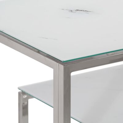 vidaXL Konzolový stolek stříbrný nerezová ocel a tvrzené sklo
