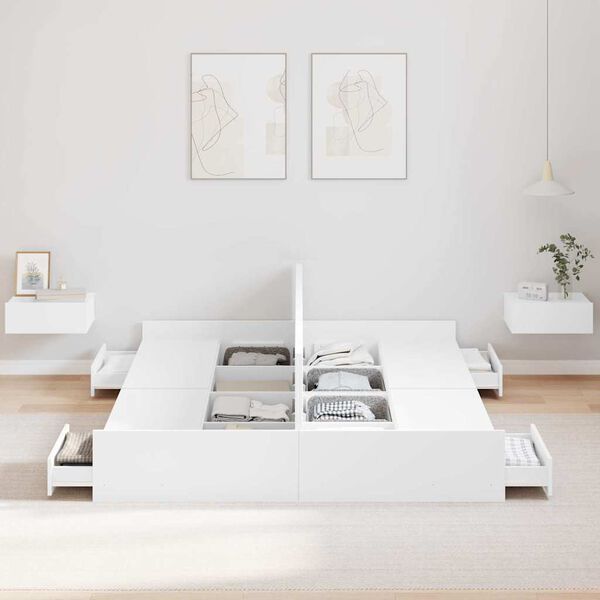 vidaXL R&aacute;m postele s &uacute;ložn&yacute;m prostorem s čelo B&iacute;l&aacute; 150 x 200 cm