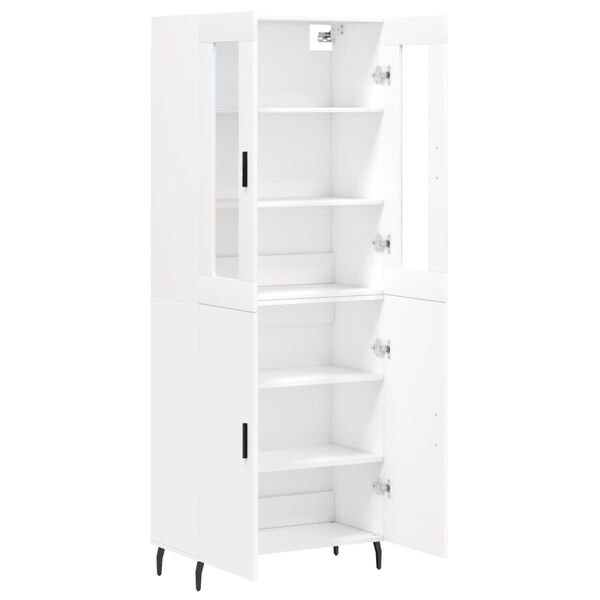 vidaXL Skř&iacute;ň highboard b&iacute;l&aacute; 69,5 x 34 x 180 cm kompozitn&iacute; dřevo