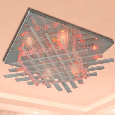 Čtvercové RGB LED stropní svítidlo se skleněnými proužky