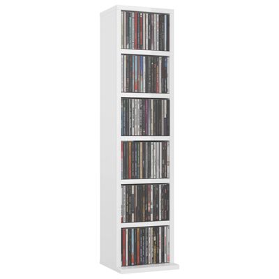 vidaXL Skříňka na CD bílá vysoký lesk 21 x 20 x 88 cm kompozitní dřevo