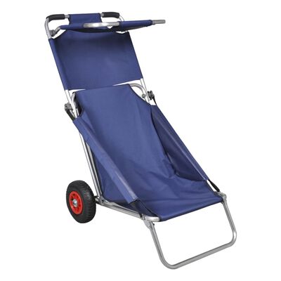 vidaXL Skládací přenosný plážový vozík s kolečky, modrý