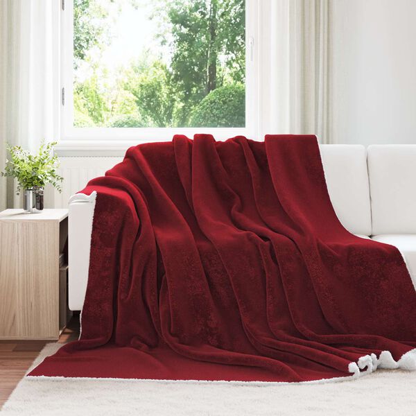 vidaXL Plažov&aacute; deka Bordeaux červen&aacute; 240 x 270 cm Fleece