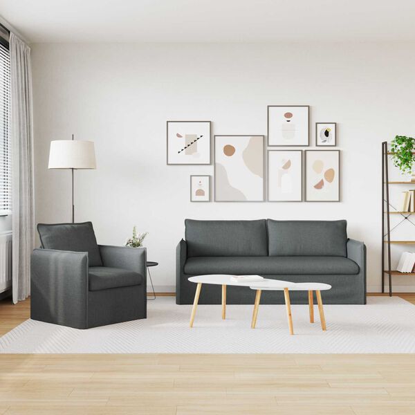 vidaXL Set pohovek 2 pcs Tmavě &scaron;ed&aacute; 196 x 82 x 85 cm textil