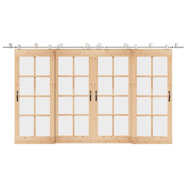 vidaXL Sada příslušenství pro posuvné dveře 200 cm nerez ocel stříbrná