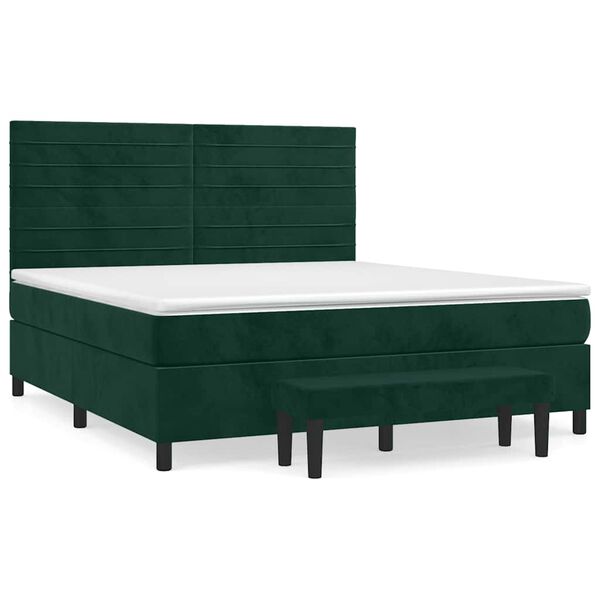 vidaXL Box spring postel s matrac&iacute; tmavě zelen&aacute; 160x200 cm samet