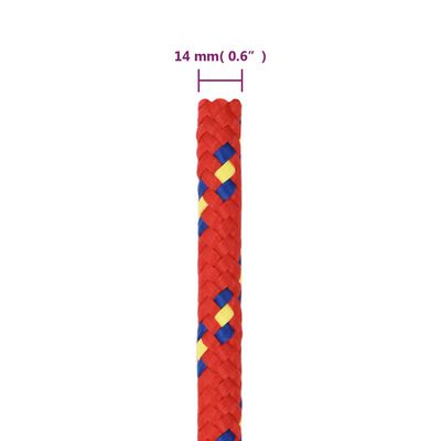vidaXL Lodní lano červené 14 mm 25 m polypropylen