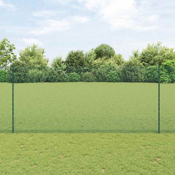 vidaXL Plot s sloupkem Zelen&aacute; 1,4 x 10 m Ocel a PVC