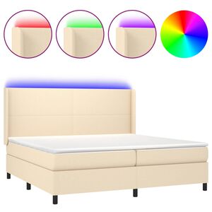 vidaXL Box spring postel s matrac&iacute; a LED kr&eacute;mov&aacute; 200x200 cm textil