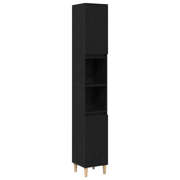 vidaXL Koupelnov&aacute; skř&iacute;ň Čern&yacute; dub 30 x 30 x 190 cm kompozitn&iacute; dřevo