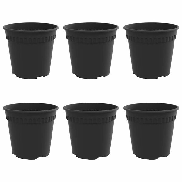 vidaXL Kulat&yacute; květin&aacute;č 6 pcs Čern&aacute; &Oslash; 17 x 14 cm Plast
