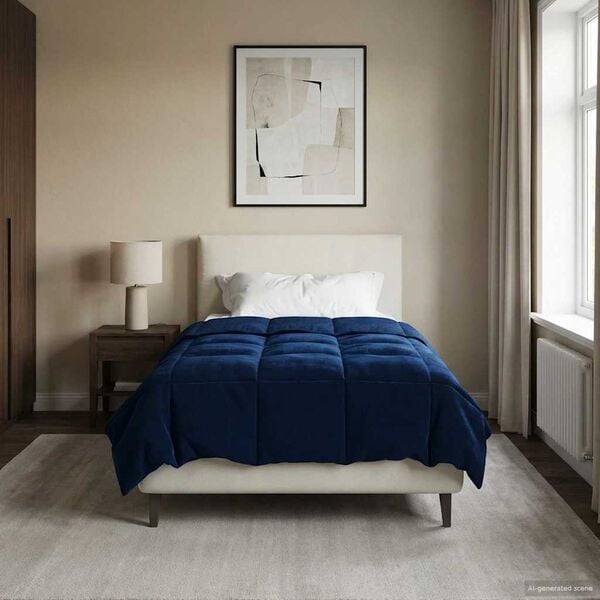 vidaXL Celoročn&iacute; přikr&yacute;vka Tmavě modr&aacute; 155 x 220 cm Mikrovl&aacute;kno