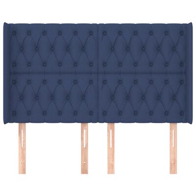 vidaXL Čelo postele typu ušák modré 163x16x118/128 cm textil