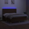 vidaXL Box spring postel s matrac&iacute; a LED tmavě hněd&aacute; 180x200 cm textil