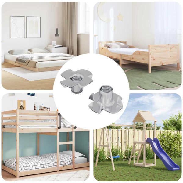 vidaXL V&aacute;lcovan&aacute; T-matice 2 pcs Stř&iacute;brn&aacute; M6 mm Ocel