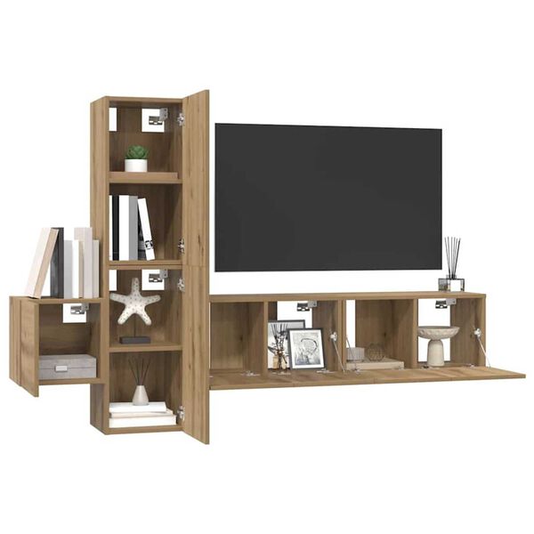 vidaXL Sestava TV skř&iacute;něk N&aacute;stěnn&yacute; 5 pcs dub artisan 181 x 30 x 120 cm