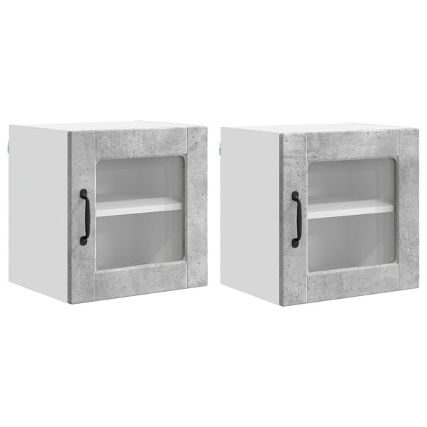 vidaXL Kuchyňsk&aacute; skř&iacute;ň s polic&iacute; 2 pcs Betonově &scaron;ed&aacute; 40 x 31 x 40 cm