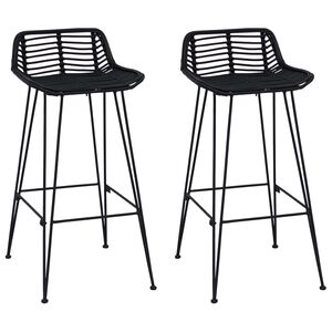 vidaXL Barov&aacute; stolička 2 pcs Čern&yacute; 44 x 46 x 91 cm Ratan a ocel