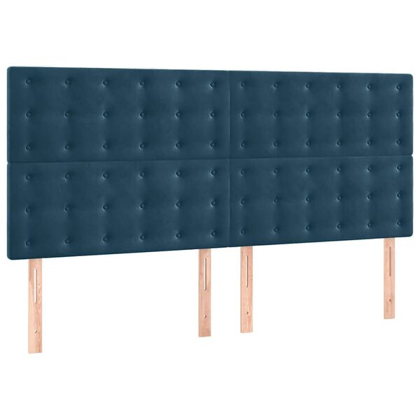 vidaXL Čelo postele tmavě modr&eacute; 180x5x118/128 cm sametov&eacute;
