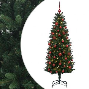 vidaXL Uměl&yacute; v&aacute;nočn&iacute; stromek s baňkami 120 cm 150 LED Tepl&aacute; b&iacute;l&aacute;