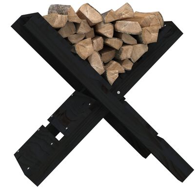 vidaXL Stojan na dřevo černá 47 x 39,5 x 48 cm masivní borovice