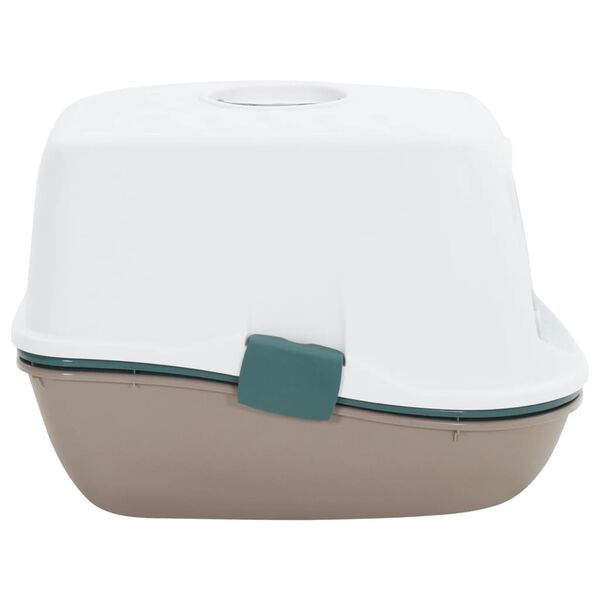vidaXL Toaleta pro kočky s krytem bílá a hnědá 58,5 x 39,5 x 43 cm PP