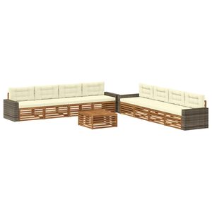 vidaXL Venkovn&iacute; pohovkov&aacute; souprava 9 pcs Přirozen&aacute; a Kr&eacute;mov&aacute; Polyester