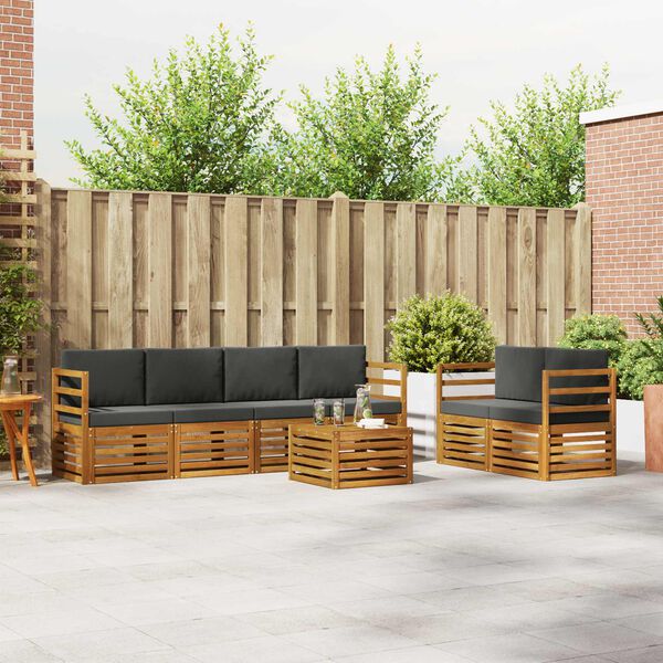 vidaXL Venkovn&iacute; pohovkov&aacute; souprava 7 pcs Přirozen&aacute; a Anthracitov&aacute;