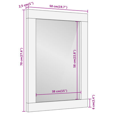 vidaXL Koupelnové zrcadlo 50 x 70 x 2,5 cm masivní akácie a sklo