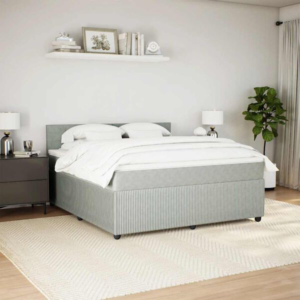 vidaXL Box spring postel s matrac&iacute; světle &scaron;ed&aacute; 180x200 cm samet