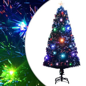 vidaXL Předem osvětlen&yacute; v&aacute;nočn&iacute; stromek se stojanem a LED 120 cm optick&eacute; vl&aacute;kno