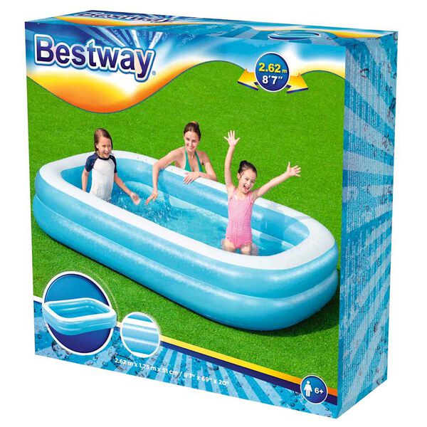 Bestway Rodinn&yacute; obd&eacute;ln&iacute;kov&yacute; nafukovac&iacute; baz&eacute;n 262x175x51cm modr&yacute; a b&iacute;l&yacute;