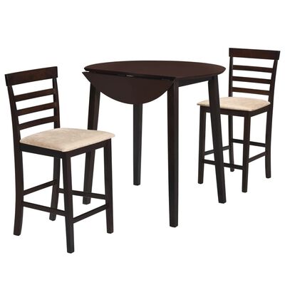 vidaXL Barový stůl a židle sada 3 kusů z masivního dřeva tmavě hnědá