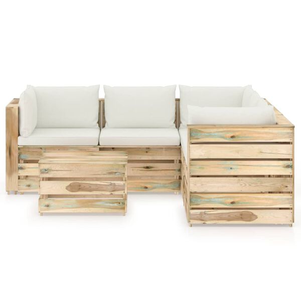 vidaXL 6d&iacute;ln&aacute; zahradn&iacute; souprava s podu&scaron;kami zeleně impregnovan&eacute; dřevo