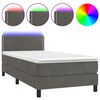 vidaXL Box spring postel s matrac&iacute; a LED tmavě &scaron;ed&aacute; 90x190 cm samet