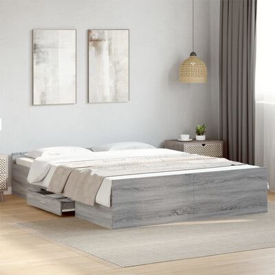 vidaXL Rám postele se zásuvkami šedý sonoma 150 x 200 cm kompozit