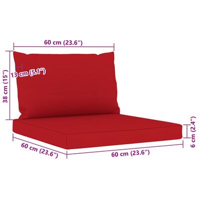 vidaXL 6dílná zahradní sedací souprava s červenými poduškami