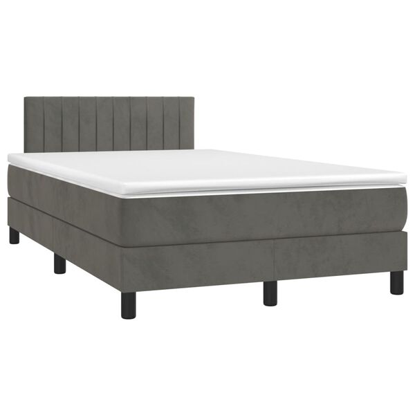 vidaXL Box spring postel s matrací tmavě šedá 120 x 200 cm samet