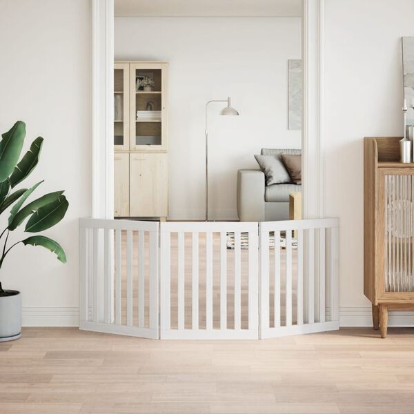 vidaXL Z&aacute;brana pro psy skl&aacute;dac&iacute; 3 panely b&iacute;l&aacute; 150 cm topolov&eacute; dřevo