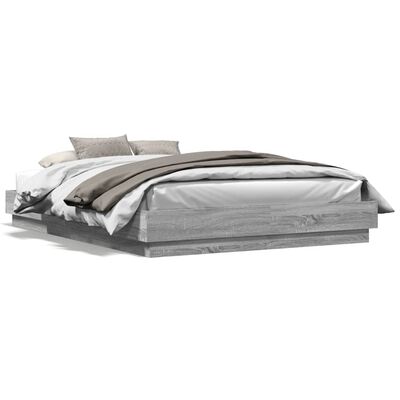 vidaXL Rám postele s LED osvětlením šedý sonoma 140 x 200 cm