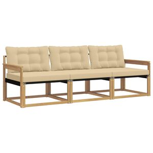 vidaXL Venkovn&iacute; pohovkov&aacute; souprava s pol&scaron;t&aacute;řem 3 pcs B&iacute;l&aacute; a b&eacute;žov&aacute;