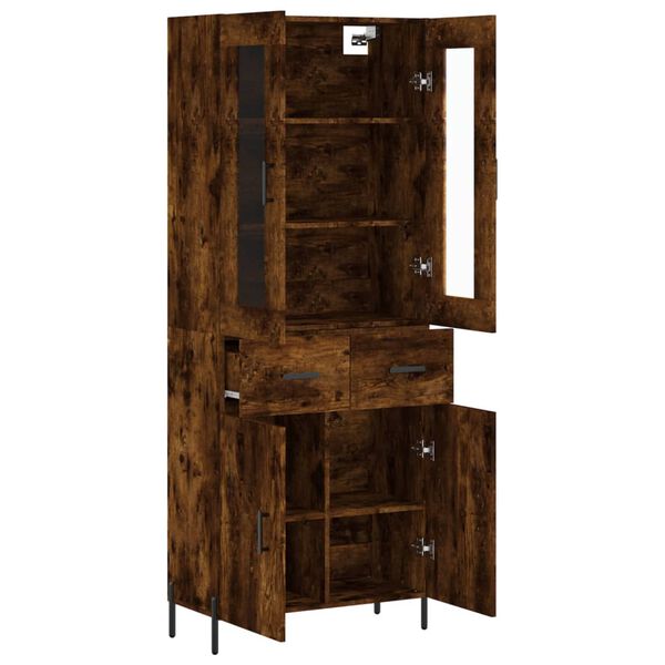 vidaXL Skř&iacute;ň highboard kouřov&yacute; dub 69,5 x 34 x 180 cm kompozitn&iacute; dřevo
