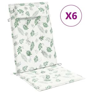 vidaXL Podu&scaron;ky na židli s vysok&yacute;m opěradlem 6 ks vzor listů oxford