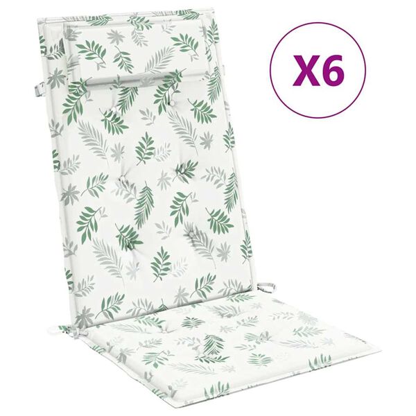 vidaXL Podušky na židli s vysokým opěradlem 6 ks vzor listů oxford